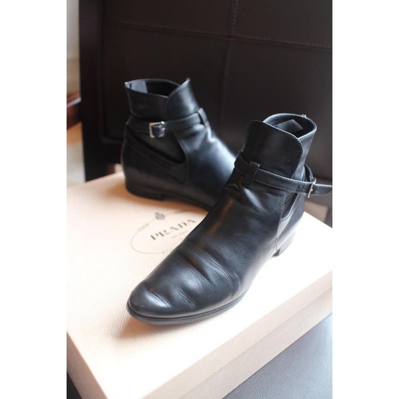 PRADA VITALLO NERO ANKLE BOOTS SIZE 35 (BOT1500 - Picture 1 of 1